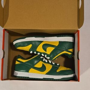 Nike Dunk Low Forest Green and Sunburst Yellow Sneakers